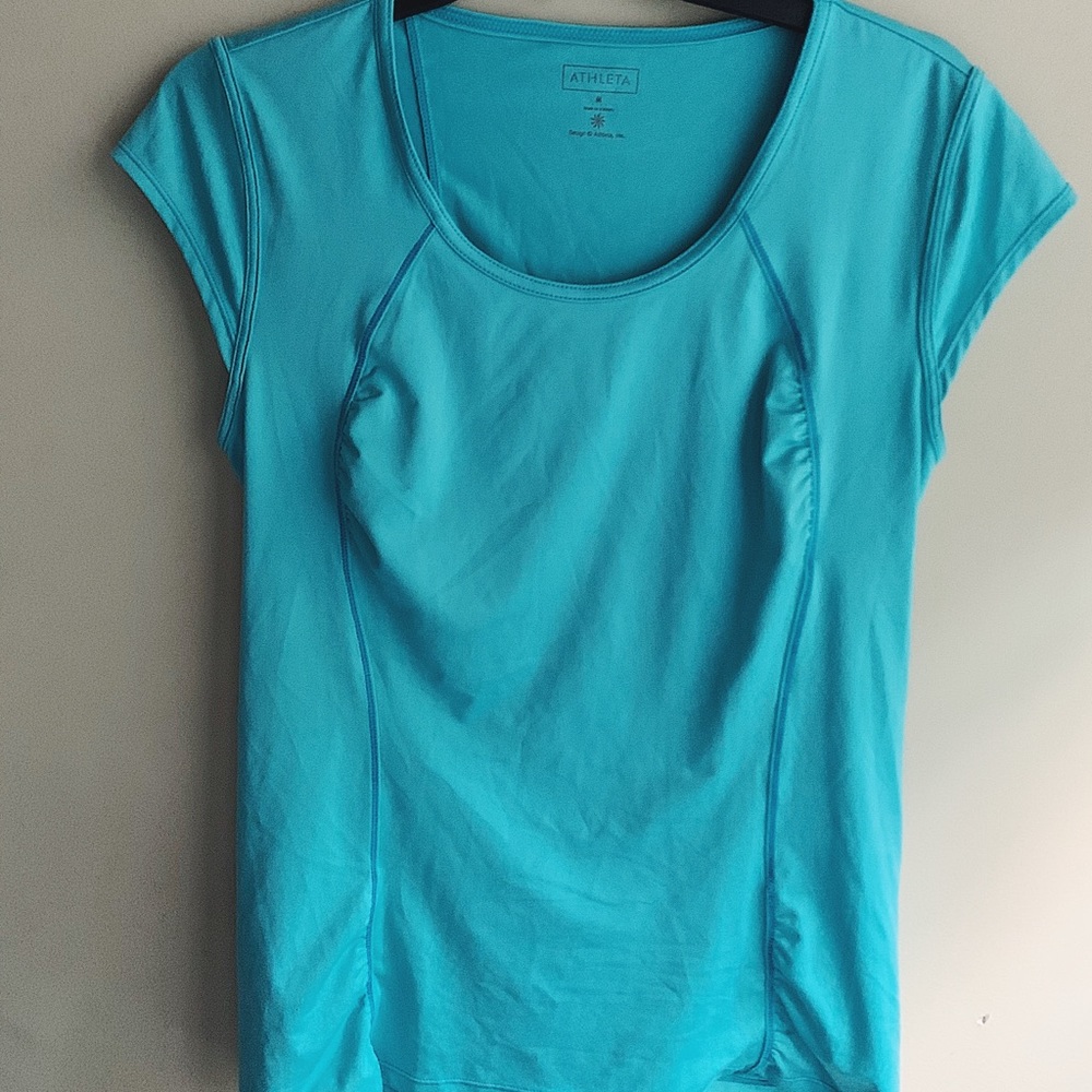Athleta Turquoise Ruched Front Top, Sz. M
